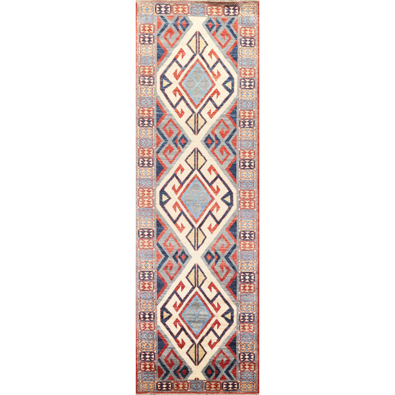 Tapis de couloir Kazak à teinture végétale noué à la main 3 x 10