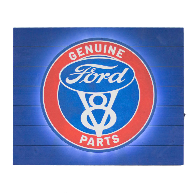 Enseigne rétro rétroéclairée à DEL en métal Vintage Pièces authentiques Ford 15 po x 18 po