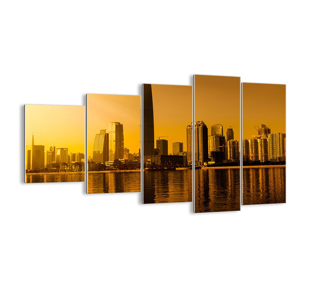 5-tlg. Glasbilder-Set - Fotografie „Golden City”