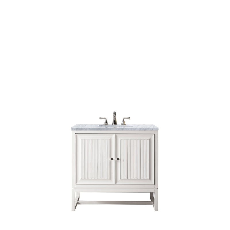 Athens 36'' W Single Vanity, Carrara White, Glossy White, 8" Widespread