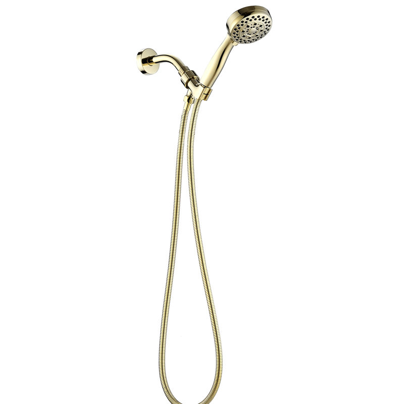 Ensemble de pomme de douche à main Gold - 5 réglages de mode, matériaux, bonne résistance aux chocs, installation facile, économe en eau, fixation murale haute dorée, modes réglables, coffre-fort, chauffage, nettoyage,