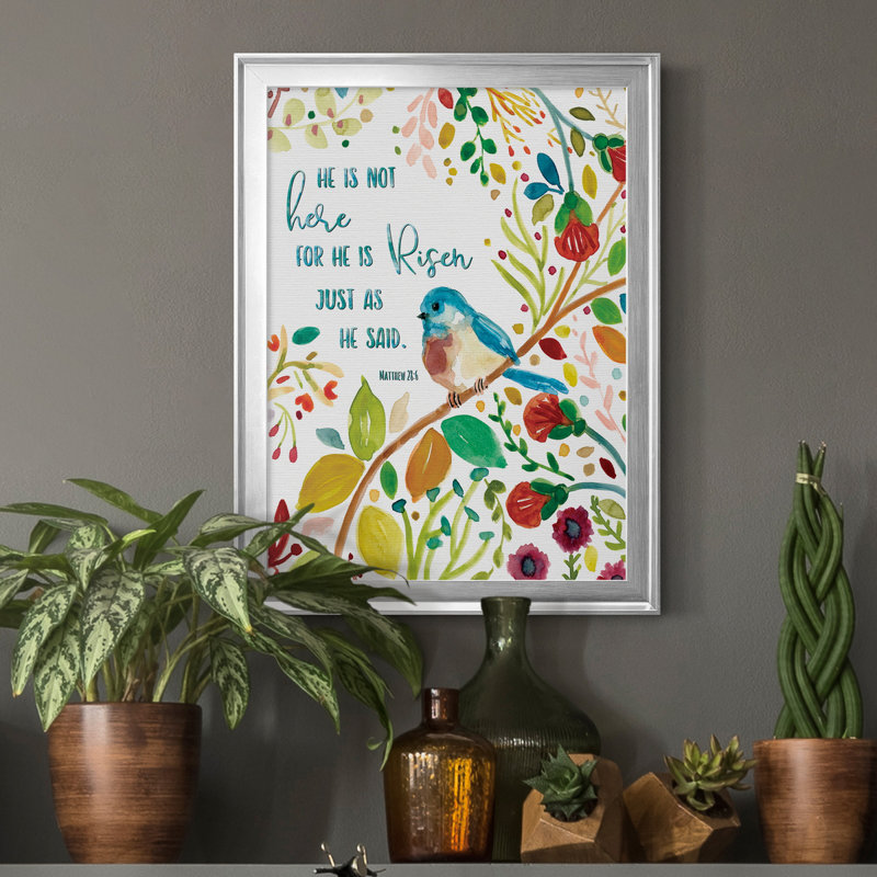 «He Is Risen», art textuel sur toile, Argent, H 18,5 po x l 24,5 po x P 1,5 po