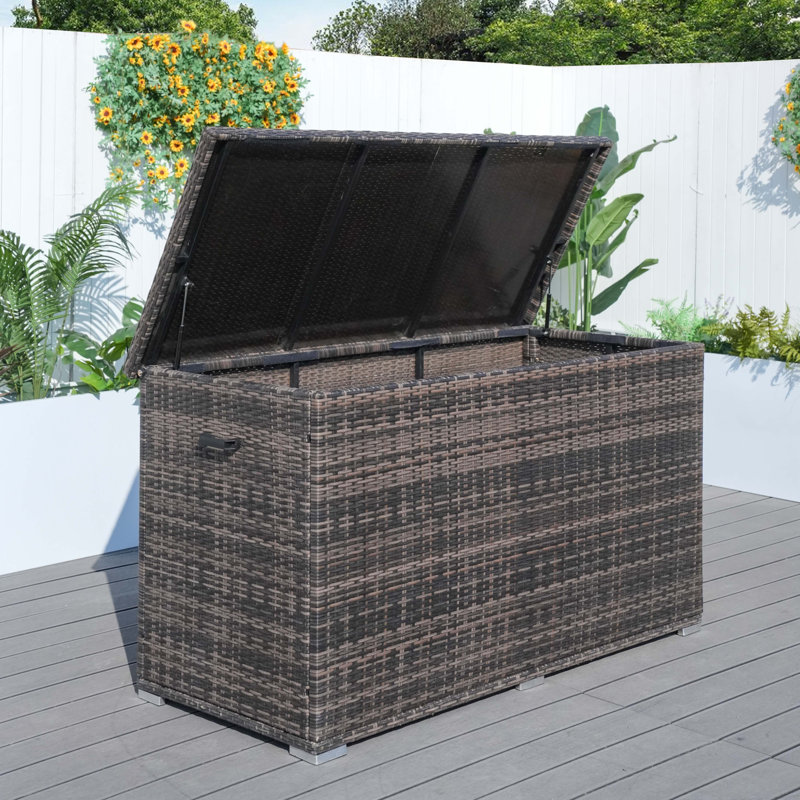 Direct Wicker 265 Gallons Water Resistant Deck Box, 37.4" H x 66.93" W x 30.31" D, Brown