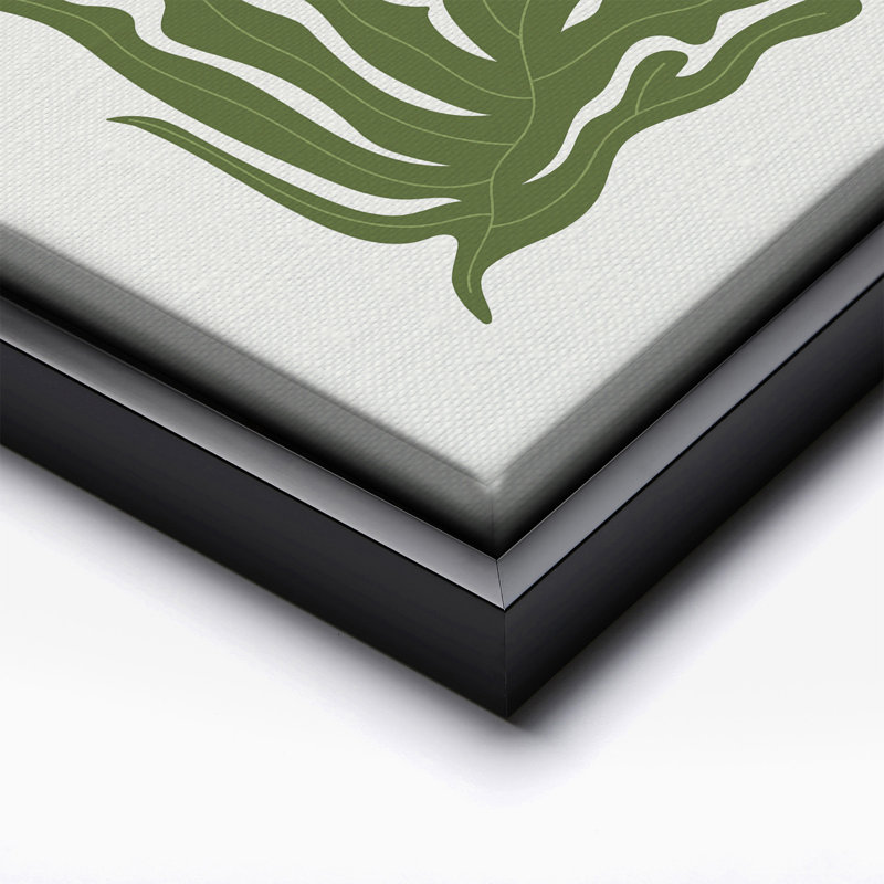 Vert floral, Cadre noir, Canevas, H 11 po x l 14 po