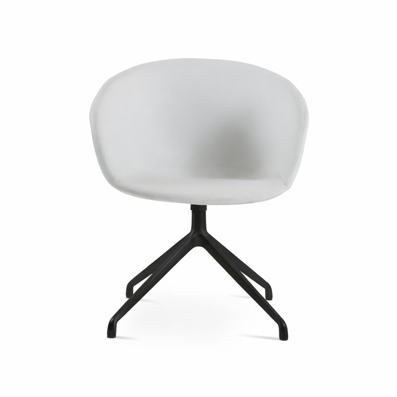 Fauteuil pivotant Tribeca Spider, Noir, Similicuir blanc
