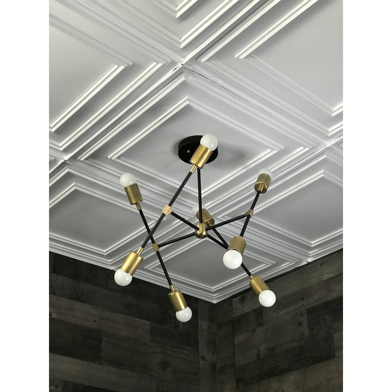 Nadene 8 - Light Dimmable Sputnik Modern Linear Chandelier, Black/Brass