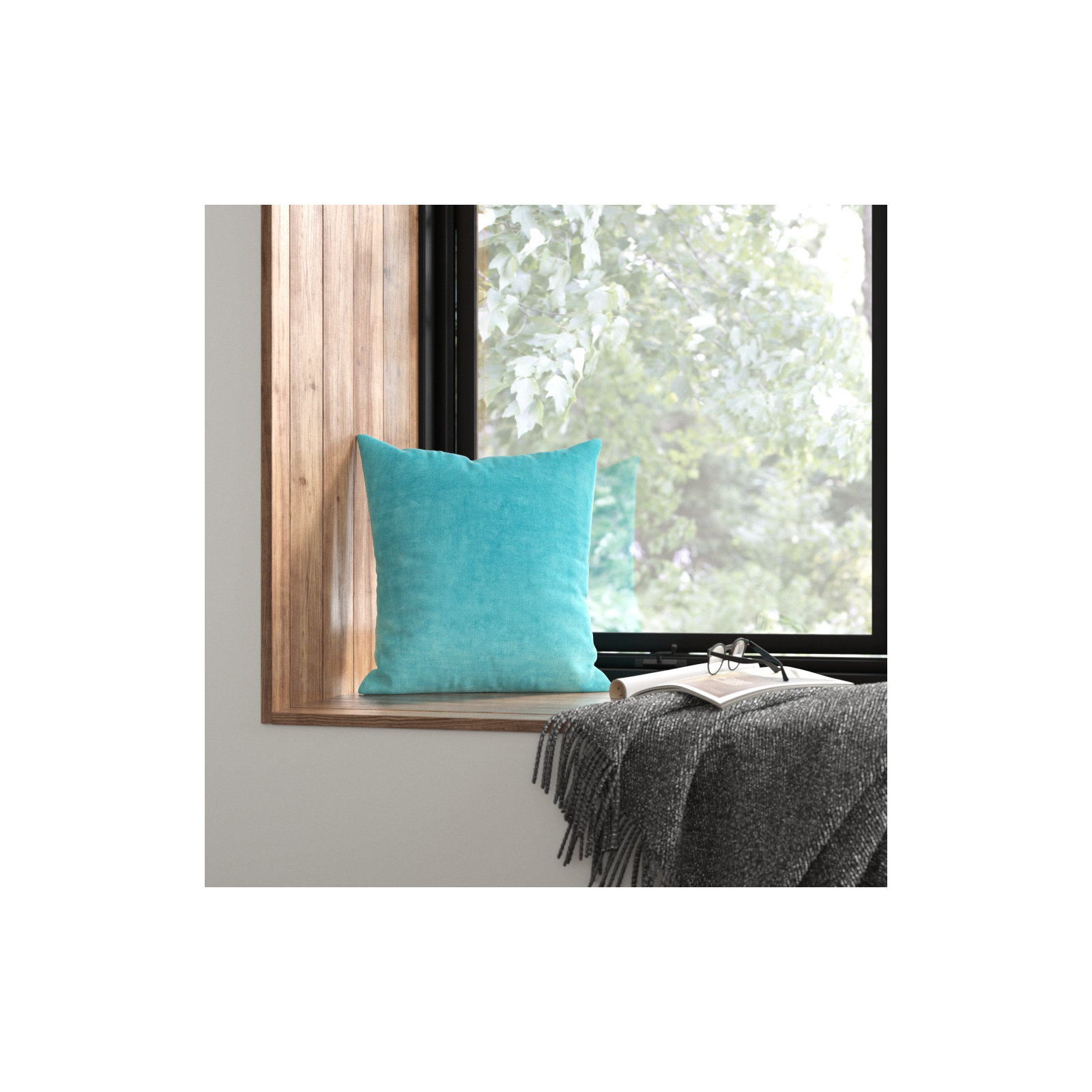 Edgar Throw Pillow, Aqua, Polyester/Polyfill, 20"H x 20"W