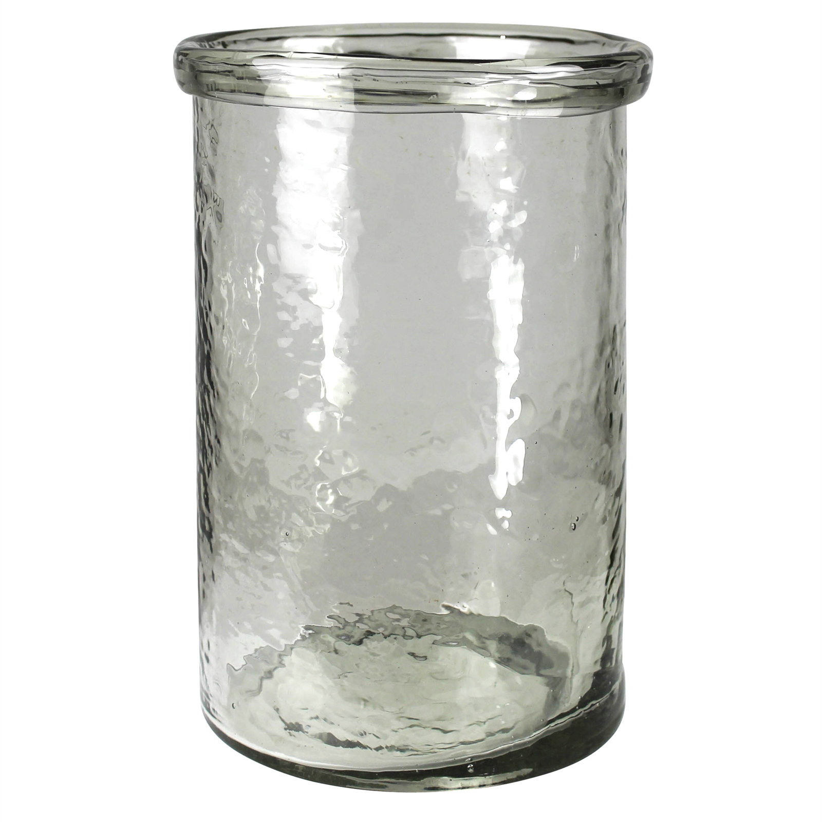 Banded Cylinder, Glass, 9" H x 6.25" W x 6.25" D