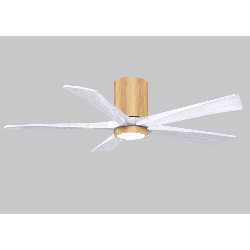 Ventilateur de plafond à 5 pales DEL avec ensemble d'éclairage inclus Irene, Érable clair, 52", Blanc mat
