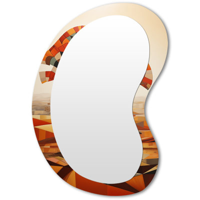 Cubist African Tree Landscape III - Tree African Asymmetrical Shapes - Traditional Large Wall Mirror