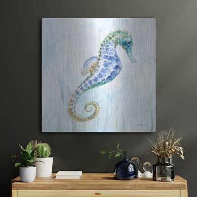  'Undersea Seahorse Swimming 2' by Danhui Nai Metal Wall Art