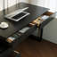 Bureau rectangulaire en bois massif noir avec fer à 6 tiroirs-740834066-740834156