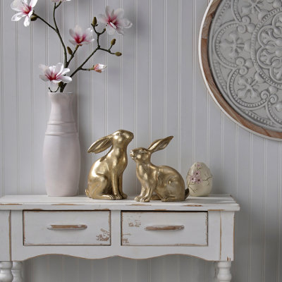 Lapin doré 9 po en résine