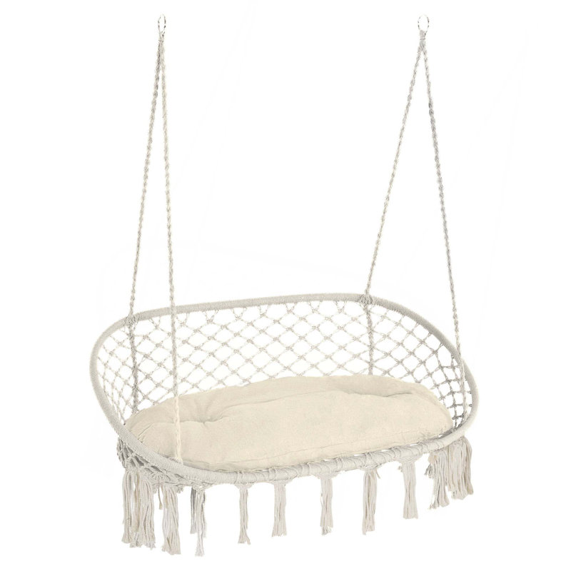 Balancelle en macramé pour 2 personnes Outsunny, Blanc