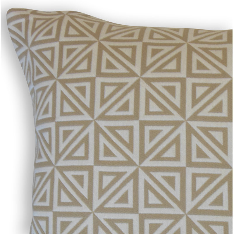 Coussin décoratif géométrique Inaya, Hauteur (24 po) x largeur (24 po), Brun / blanc