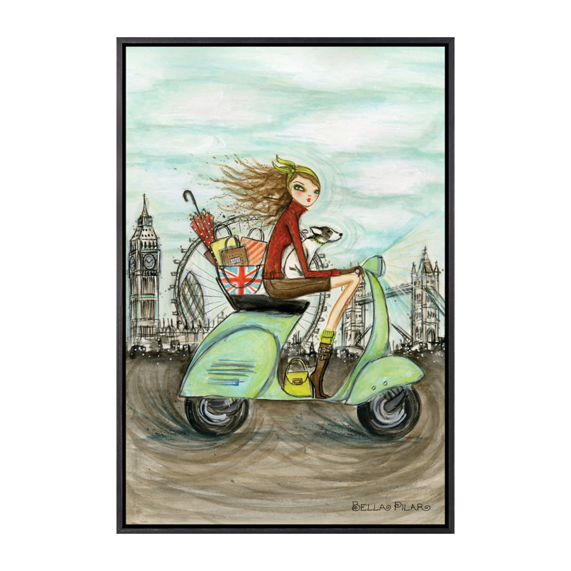 Art de londres, H 60 po x l 40po x P 1,5 po, Toile avec cadre noir patiné