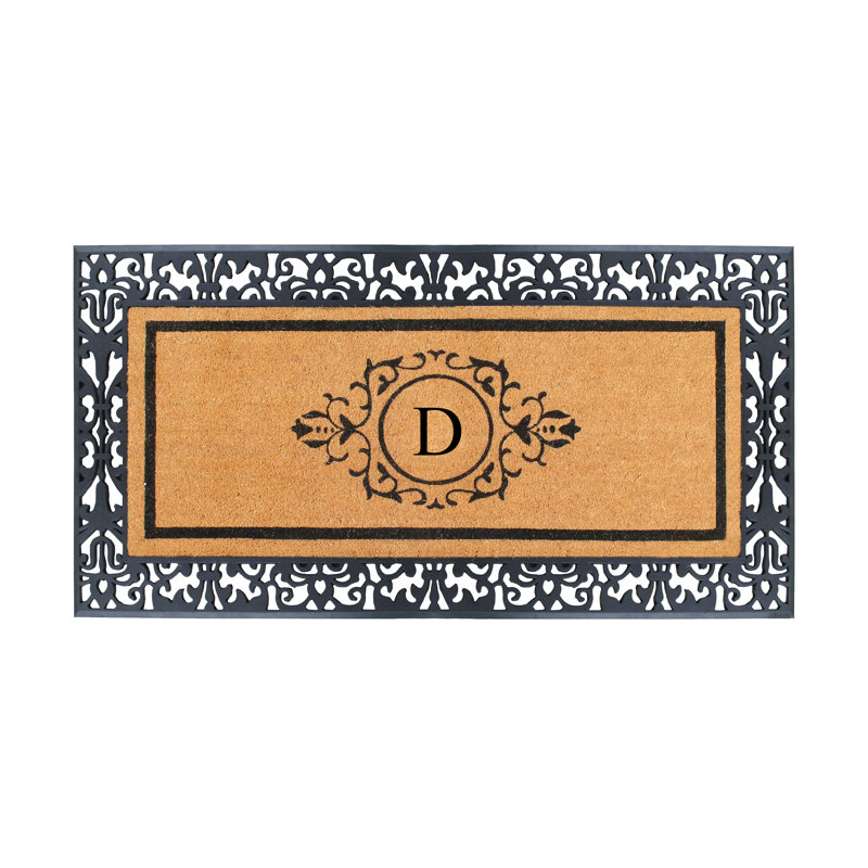 Tapis d'entrée antidérapant pour l'extérieur Abhijot Monogram, po