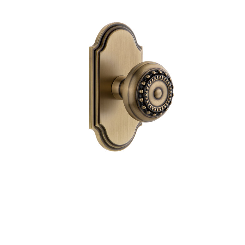 Grandeur Arc Plate Double Dummy with Parthenon Door Knob, Vintage Brass