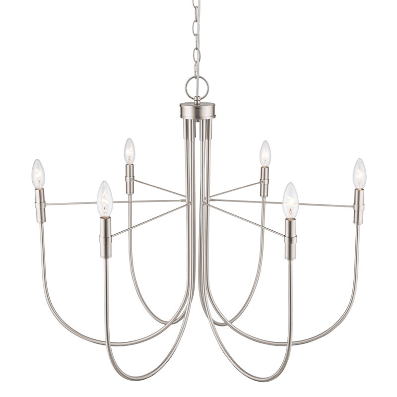 Chandelier - 6-Light - Brushed Nickel, Brushed Nickel