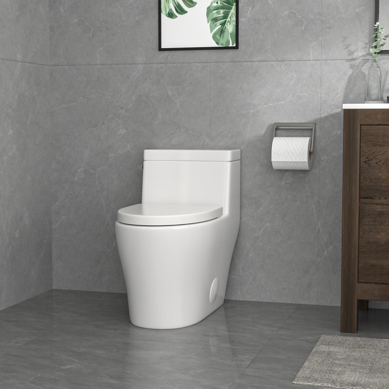 Mocoloo 1.6 Gallons GPF Elongated Comfort Height Floor Mounted One-Piece Toilet (Seat Included), Single Flush