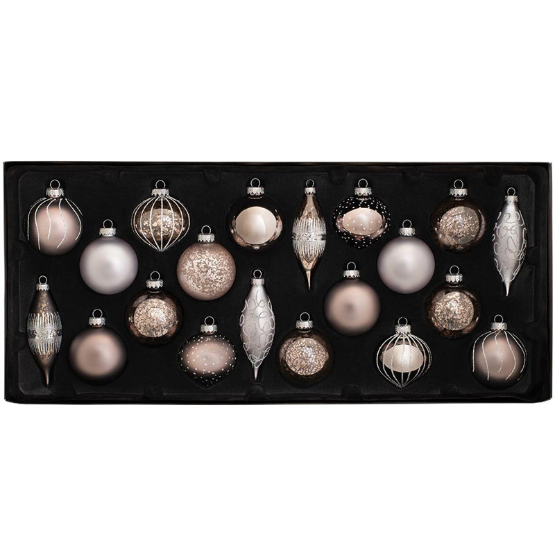 62.3cm Assorted Glass Ball Ornament, Grey/Silver