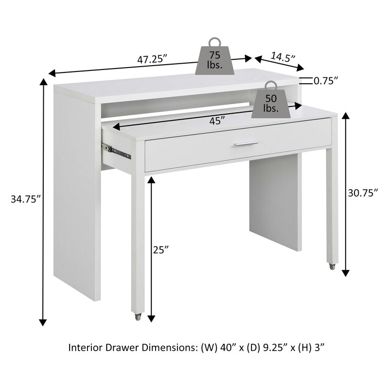 Bureau d'écriture avec tiroir Binca, Blanc