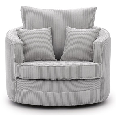 Ted Armchair Swivel Barrel Soft Chair in Cord Fabric