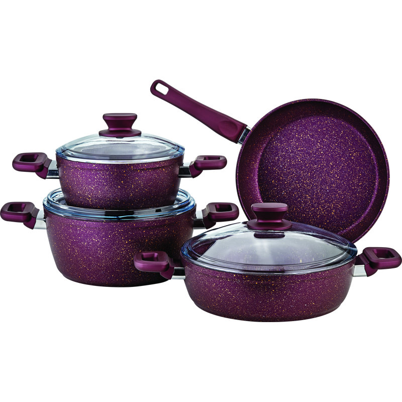 Kellen 7 - Piece Non-Stick Aluminum Cookware Set, Purple