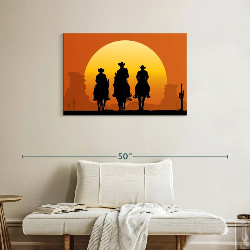Cowboys Lelar sur des chevaux, H 24 po x l 36 po