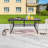 Outdoor Foldable Dining Table With Black Powder-Coated Steel Frame And Woodgrain Aluminum-Plastic Top