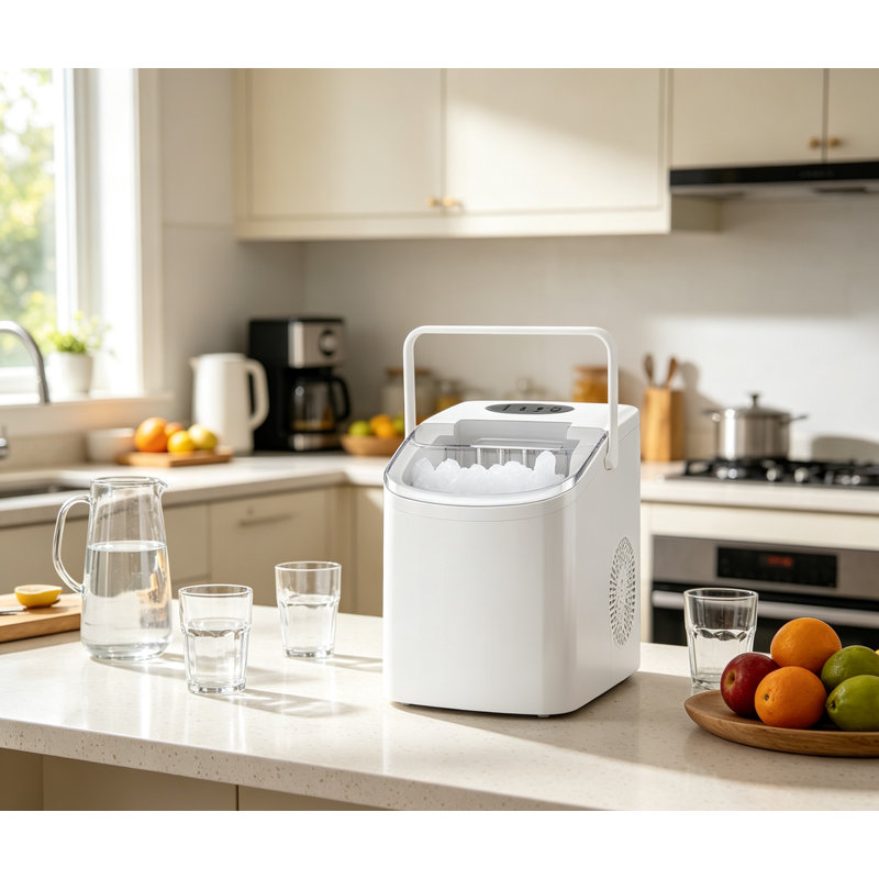 33 lbs/24H Portable Countertop Bullet Ice Maker with Carry Handle, 9 Ice Cubes in 6–13 Minutes
