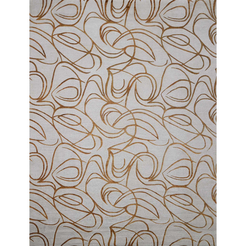 Handmade Linen Abstract Area Rug, Rectangle 6' x 9'