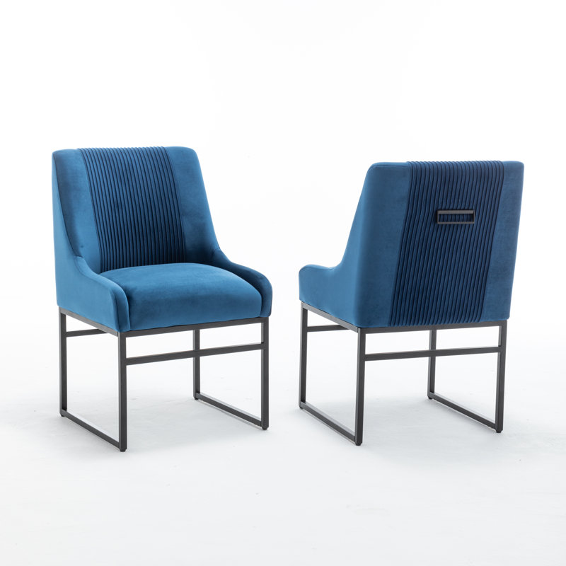 Chaise d'appoint en velours Seymore, Marine
