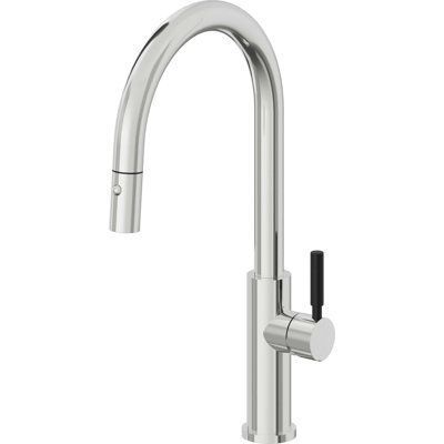 Corsano Contemporary Pull Down Kitchen Faucet with Button Sprayer High Arc Spout and BST Series Handle