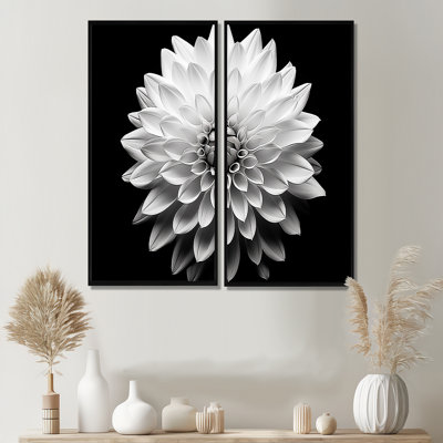 Dahlia en monochrome noir et blanc - grande décoration murale Dahlia