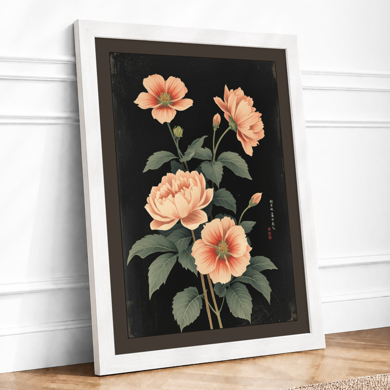Peach Blossoms Botanical - Print, A1 - 84.1 x 59.4 cm, White