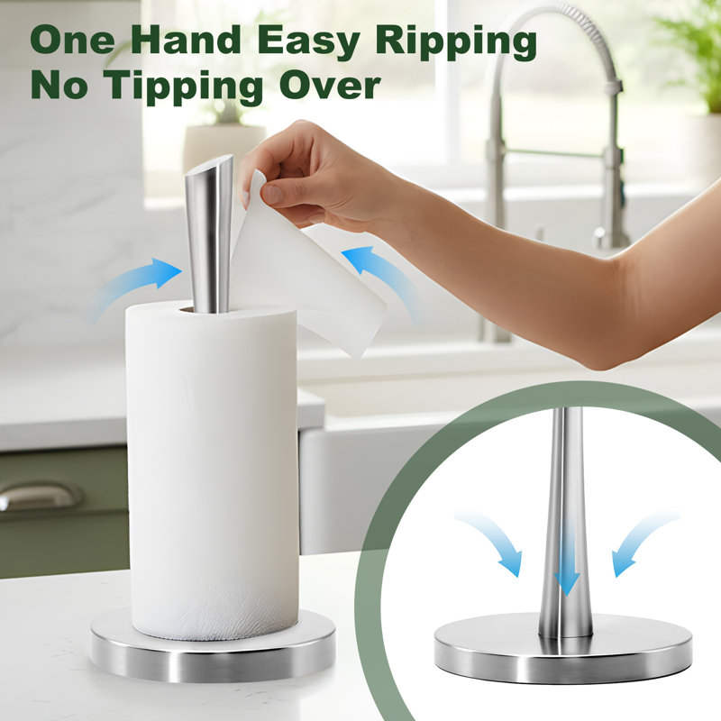 Stainless Steel Freestanding Organizer Stand,brushed Nickel Finish, Ideal For Large Rolls In Kitchen & Bathroom