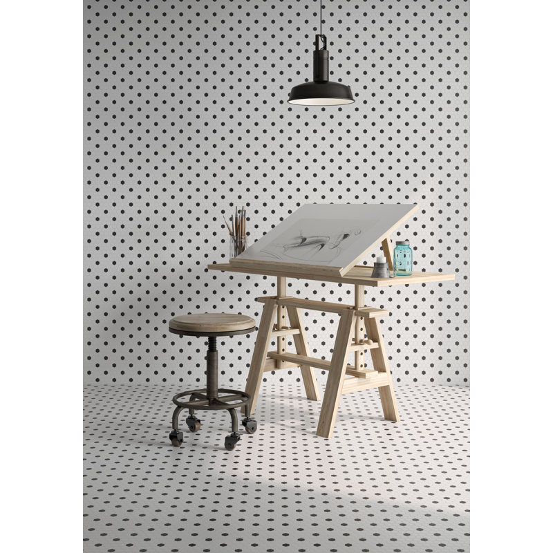 1" x 1" Hexagon Porcelain Mosaic Tile – Matte Finish, Mesh-Mounted, Wall & Floor Use, White/Black