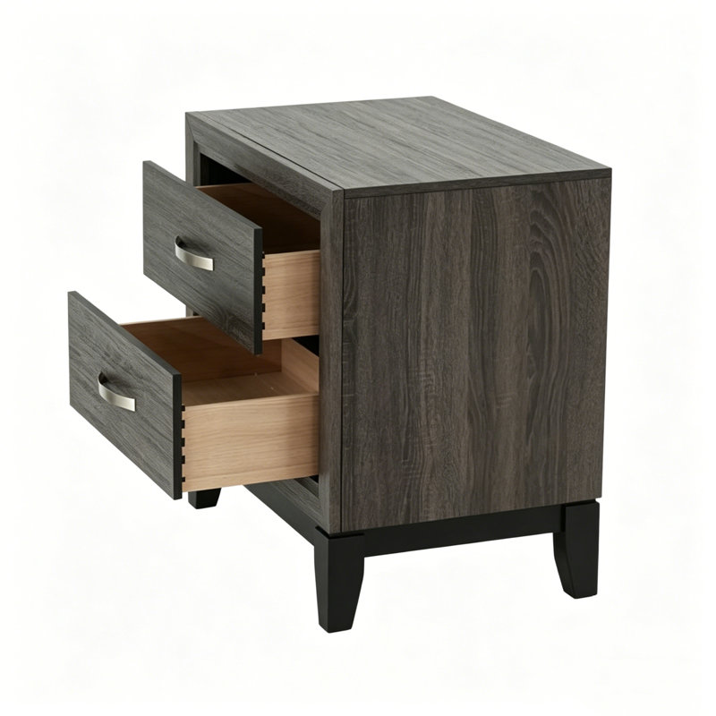 Table de chevet moderne à 2 tiroirs, table de chevet grain de bois avec rangement, table de bout de chambre à coucher en bois massif