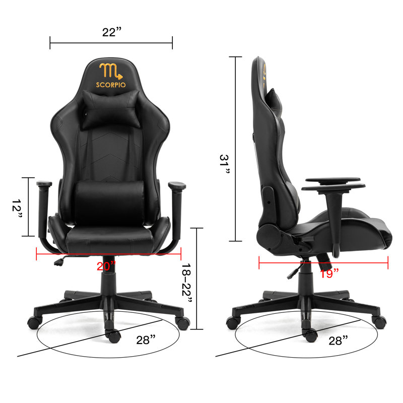Fauteuil de jeu avec signe astrologique du zodiaque et logo du poker