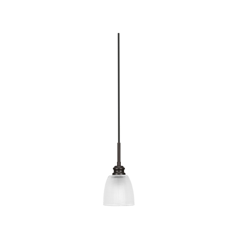 Edge Cord Mini Pendant With 5" Clear Ribbed Glass, Espresso