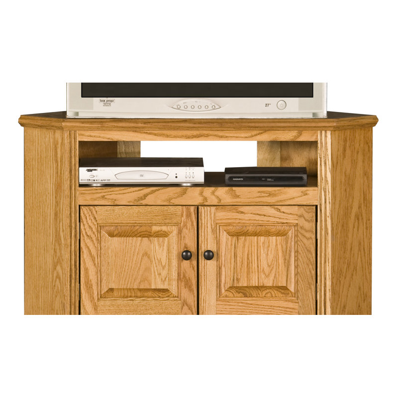 Rafeef Unfinished Corner TV Stand for TVs up to 43", Wood Panel, Medium Light Oak