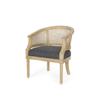 Accent Solid Club Chair,Farmhouse Rattan Armchair For Reading Room,