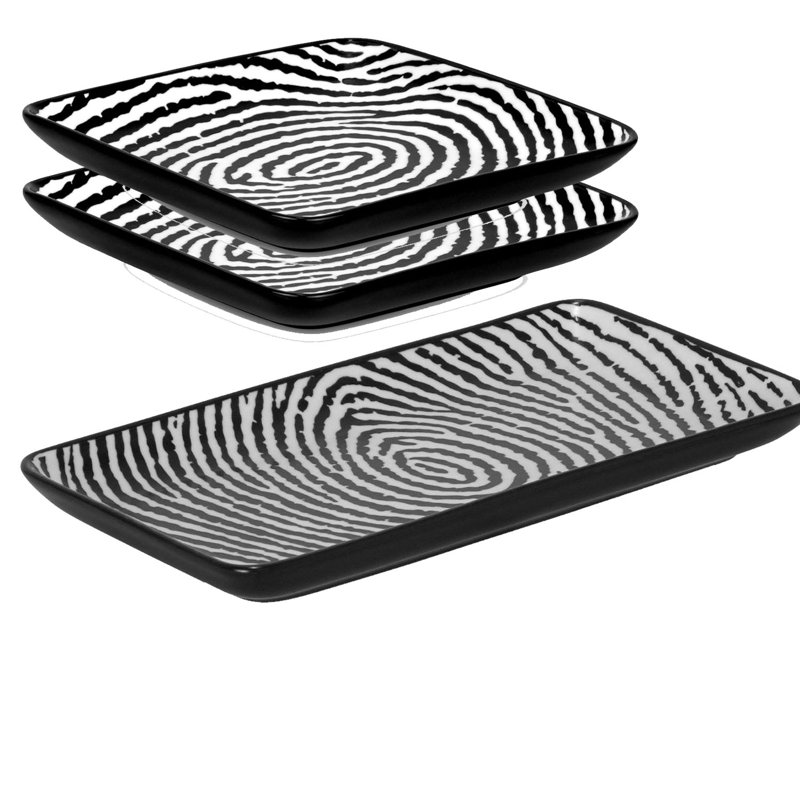 Ensemble de 3 plaques carrées et rectangulaires zébrées
