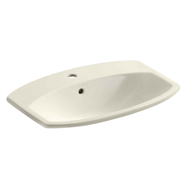 Cimarron Vitreous China Rectangular Drop-In Bathroom Sink with Overflow, Cashmere, Single