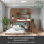 Lit superposé simple au dessus d'une chambre double avec échelles et glissières-1186280265
