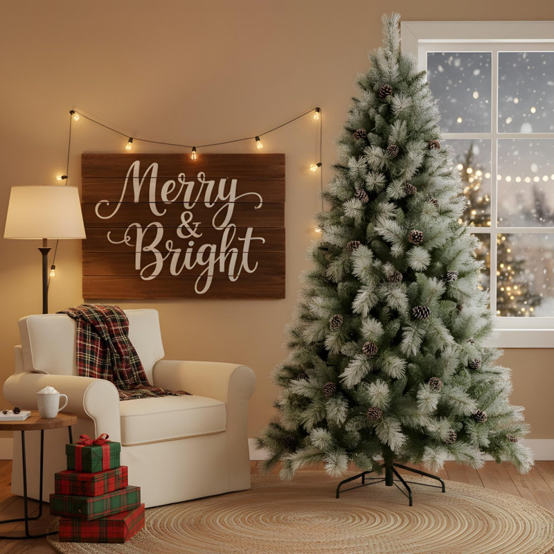Arbre de Noël artificiel blanc 5 pi, H 5 pi