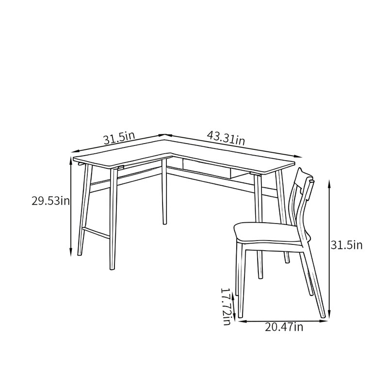Corner desk and chair set