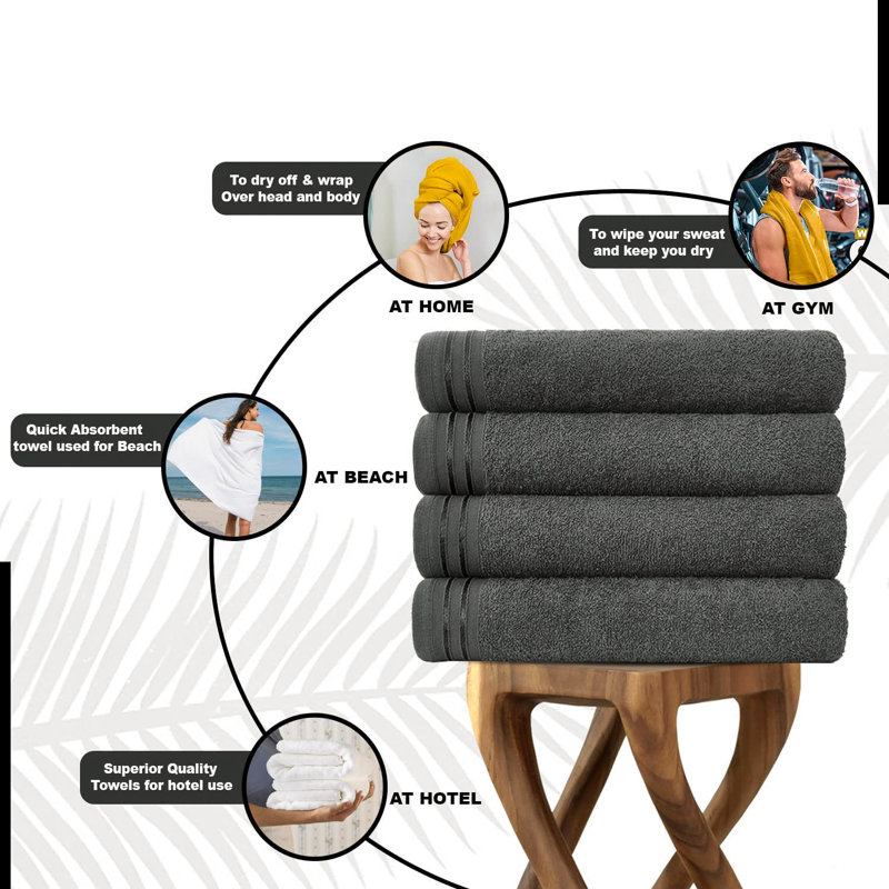 Jacie Bath Towel, Charcoal