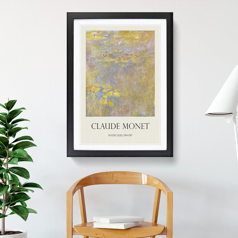 Water Lilies Lily Pond Vol.30 by Claude Monet - Picture Frame Art Prints, 48cm H x 36cm W x 2cm D, Black Framed